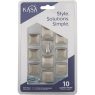 KasaWare 1-1/16 In. Diameter Satin Nickel Plain Square Knob (10-Pack)