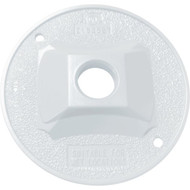 Southwire 1-Hole Round Aluminum White Weatherproof Cover