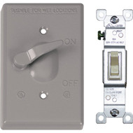 Southwire Single Toggle Vertical Mount Gray Weatherproof Cover with Single Pole 15A Switch