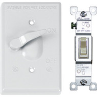 Southwire Single Toggle Vertical Mount White Weatherproof Cover with Single Pole 15A Switch