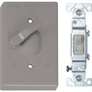 Southwire Single Toggle Vertical Mount Gray Weatherproof Cover with 3-Way Switch