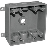 Southwire Dual Gang (3) 1/2 In.  (4) 3/4 In. 7-Hole Gray Weatherproof PVC Junction Box
