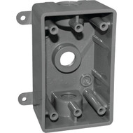 Southwire Single Gang 1/2 In.  3/4 In. 3-Hole Gray Weatherproof PVC Junction Box