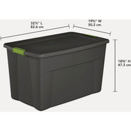 Sterilite 35 Gal./132L Flat Gray Latch Tote