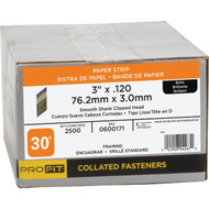Pro-Fit 3 In. x 0.131 In. 30 Degree Paper Tape Smooth Shank Clipped Head Brite Framing Stick Nails (2500 Ct.)