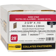 Pro-Fit 2-3/8 In. x 0.133 In. 28 Degree Wire Strip Smooth Shank Round Head Brite Framing Stick Nails (2000 Ct.)