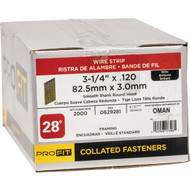 Pro-Fit 3-1/4 In. x 0.120 In. 28 Degree Wire Strip Smooth Shank Round Head Brite Framing Stick Nails (2000 Ct.)