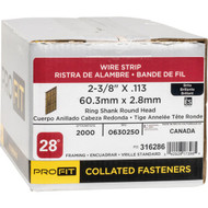 Pro-Fit 2-3/8 In. x 0.113 In. 28 Degree Wire Strip Ring Shank Round Head Brite Framing Stick Nails (2000 Ct.)