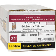 Pro-Fit 2-3/8 In. x 0.113 In. 21 Degree Plastic Strip Ring Shank Round Head Stainles Steel Framing Stick Nails (1000 Ct.)