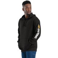 Men's Large Regular Black Signature Sleeve Hooded Pullover Sweatshirt