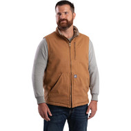 Berne Heartland Men's Large Brown Sherpa-Lined Washed Duck Vest