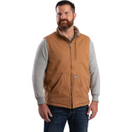 Berne Heartland Men's 2XL Brown Sherpa-Lined Washed Duck Vest