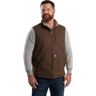Berne Heartland Men's Large Bark Sherpa-Lined Washed Duck Vest