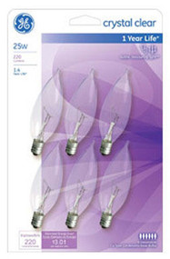 Ge 6pk 25w Candle Bulb