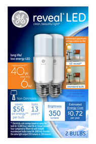 Ge 2pk 6w Stik Led Bulb