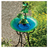 15" Glass/mtl Bird Bath