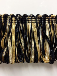 2 1/8" Fancy Loop Ribbon Fringe Trim  LPF-2/47-4 (Black & Taupe)