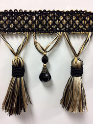 TF-69////4-2 taupe /& creamy white 4 1//4/" Crystal Beaded Tassel Fringe
