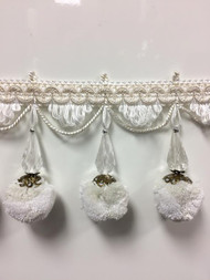 TF-69////4-2 taupe /& creamy white 4 1//4/" Crystal Beaded Tassel Fringe