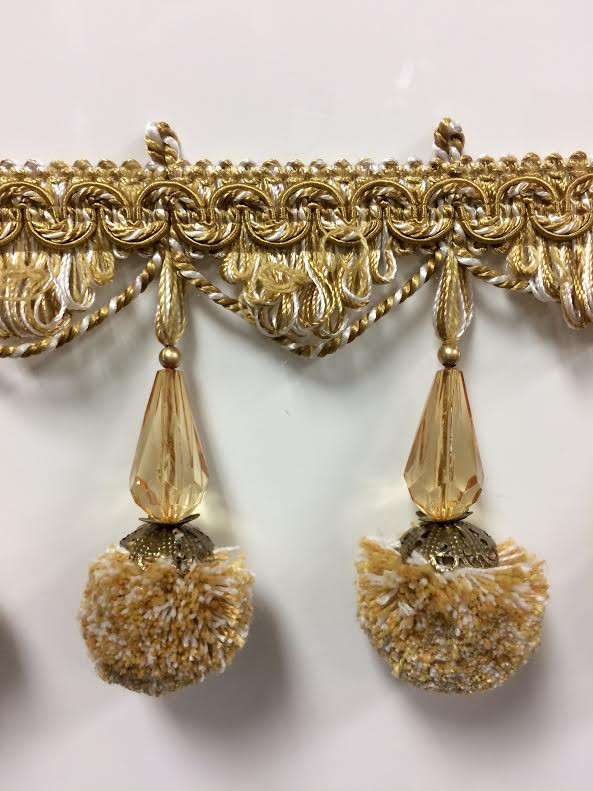 Pom Pom Crystal Beaded Fringe Trim Per Yard New