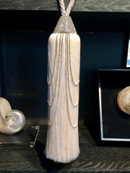 2 X SPARKLY CRYSTAL MUSTARD GOLD RIBBON TASSEL VICTORIAN CURTAIN TIEBACK £9.99