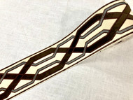 Cream, Brown & Wine 3.75 Inch Woven Suede Embroidery Trim Tape H-17956