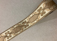 3.5" Cream, Champagne & Tan SIlk French Embroidered Trim Tape H-179206 Upholstery / Drapery / Curtains / Woven Embroidery