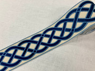 Natural & Navy Woven Suede Embroidery Trim Tape 3.75 Inch Width H-179301-2 Upholstery / Drapery / Interior Design / Home Furnishing