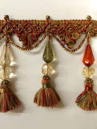 TF-69////4-2 taupe /& creamy white 4 1//4/" Crystal Beaded Tassel Fringe