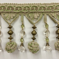 TF-69////4-2 taupe /& creamy white 4 1//4/" Crystal Beaded Tassel Fringe