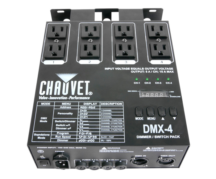 DMX4 (Dimmer/Relay Pack for LED and Incandescent Fixtures) Sound
