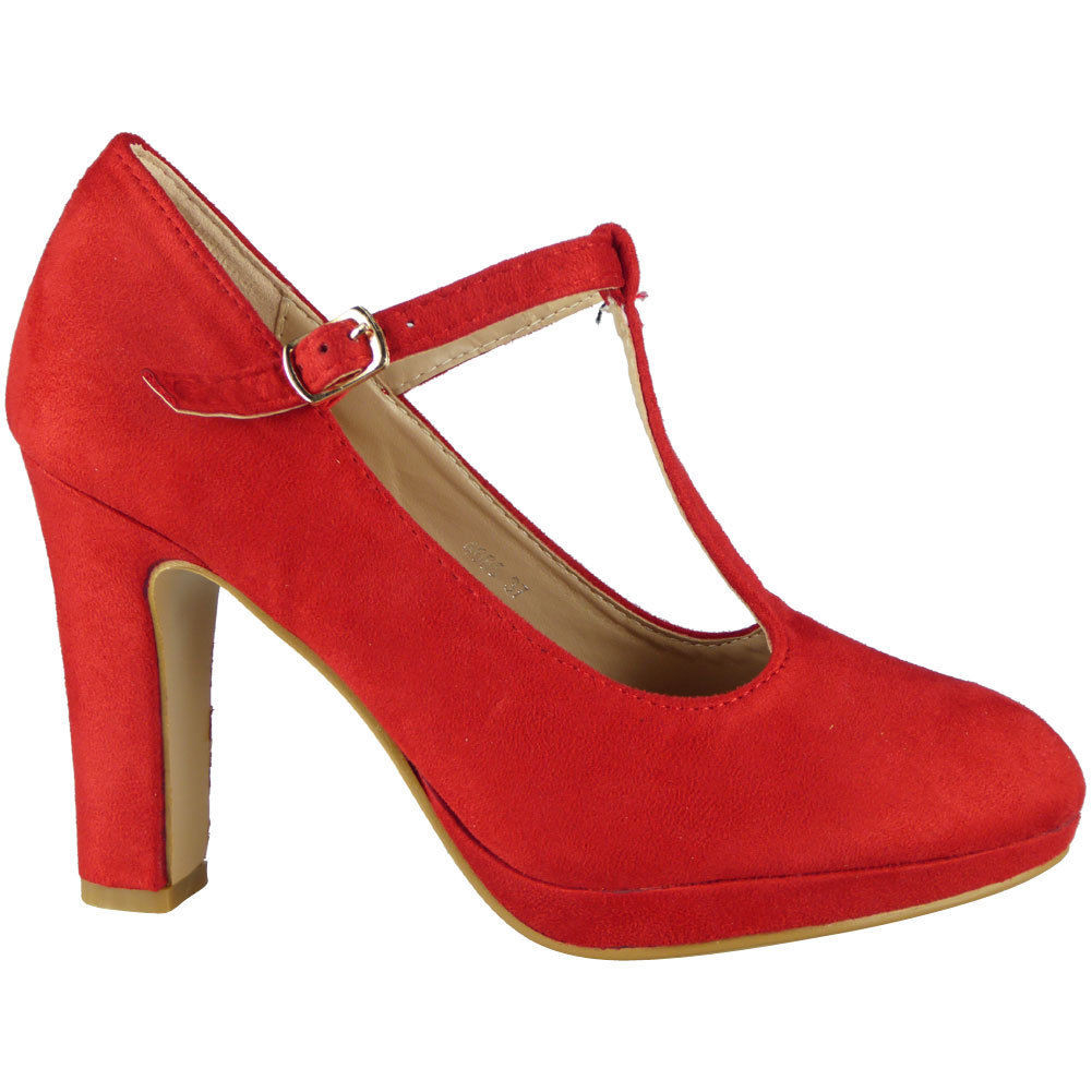 red t bar court shoes