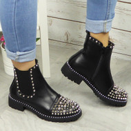 Clare Black Studded Goth Fashion Shoes