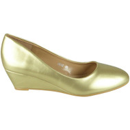 Camari Gold Wedge Court Comfy Sole Shoes 