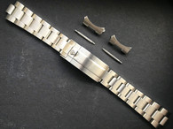 20mm Solid Stainless Steel Upgraded 93150 Submariner Style All Brushed Oyster Watch Band Bracelet Strap With Newer 116610 Clasp Marked Rolex Crown Logo For ROLEX 14060 Or 16610 Or 16800 Or Tudor Black Bay 58 Watch Case