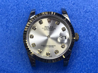 Gold Alloy Plated 2-tone Ladies Rolex 31mm DateJust Watch Set  With fluted Bezel And Silver Dial Has CZ Rhinestones And Jubilee Watch Band Fit ETA 2671 Movement