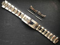 20mm Solid Stainless Steel Upgraded 93150 Submariner Style Polished  Cetner Oyster Watch Band Bracelet Strap With Newer 116610 Clasp Marked Rolex Crown Logo For ROLEX 14060 Or 16610 Or 16800 Watch Case