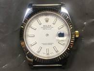 New Style Of 2-tone Rolex 41mm DateJust Watch Set  With Golden Fluted Bezel And White 2-tone Dial  Has Luminous Sticks Fit ETA 2824 Movement
