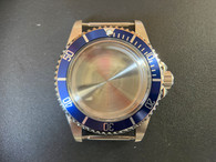 ROLEX Signed 5513 Vintage Style of 40mm Stainless Steel Submariner Watch Case With Acrylic Bubble Crystal Blue Friction Bezel And 20mm Lugs Have Drilled Through Holes Fit ETA 2824 Or NH35/36/38 Movement And Dial In 28.0~29.0mm