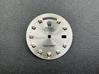 28.8mm Silver Dial Marked Rolex Symbol With Silver CZ Rhinestones For Mens 36mm Steel DAY-DATE Watch Fit ETA 2836 Or DG 2813 Automatic Movement