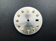 28.5mm Silver Sunburst Dial Marked Rolex Symbol With Golden CZ Rhinestones And Date Window Fit DG 2813 Or MIYOTA 8215 Automatic Movement With DWO For Mens 2-tone DATEJUST Watch