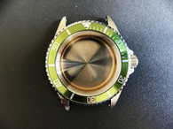 ROLEX Signed 14060 Old Style of 40mm Stainless Steel Submariner Watch Case With Flat Sapphire Crystal Green Click Bezel And 20mm Lugs Have Drilled Through Holes Fit ETA 2824 Or NH35/36/38 Movement And Dial In 28.0~29.0mm