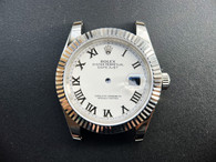 New Style Of Steel Rolex 41mm DateJust Watch Set  With Fluted Bezel And White Dial Has Roman Numerals Fit ETA 2824 Movement