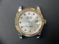 New Style Of 2-tone Rolex 41mm DateJust Watch Set  With Golden Fluted Bezel And Silver Dial  Has Golden CZ Rhinestones Fit ETA 2824 Movement