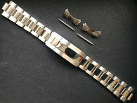 20mm Unmarked Solid Stainless Steel Upgraded 93150 Submariner Style Polished Center Oyster Watch Band Bracelet Strap With Newer 116610 Clasp For Unbranded 36mm Explorer or 40mm Submariner Watch Case