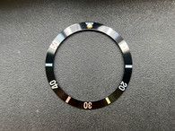 Vintage Style Black Aluminum Bezel Insert With Silver Numbers And Silver Triangle Without The Hash Marks For Rolex 40mm Submariner Watch Case Of 6538 Or 6204 5508 5510