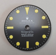 Vintage Style Of 5513 Black Submariner Dial Marked Rolex And Tiffany Symbol for ETA 2836 Or 2824 Or DG 2813 Or MIYOTA 8215 OR NH35/38 movement 28.5mm - Stronger Yellow Luminova