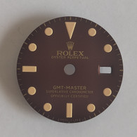 27.3mm 1675 Vintage Style Of Brown Tropical Gilt GMT Master Dial With Super Yellow Luminova Marked Rolex Symbol Fit ETA 2836 Or DG3804B movement With Date Wheel Overlay For 4 Hands