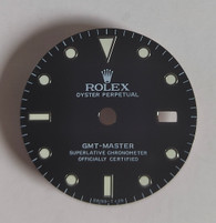27.3mm Glossy Black 16750 Vintage Style Of GMT Master Dial With Super White Luminova Marked Rolex Symbol Fit ETA 2836 Or DG3804B movement With Date Wheel Overlay For 4 Hands