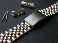 Signed 20mm Jubilee Style Gold Alloy Plated 2-Tone Quality Watch Band Bracelet Strap For Vintage Mens 36mm ROLEX DATEJUST Watch